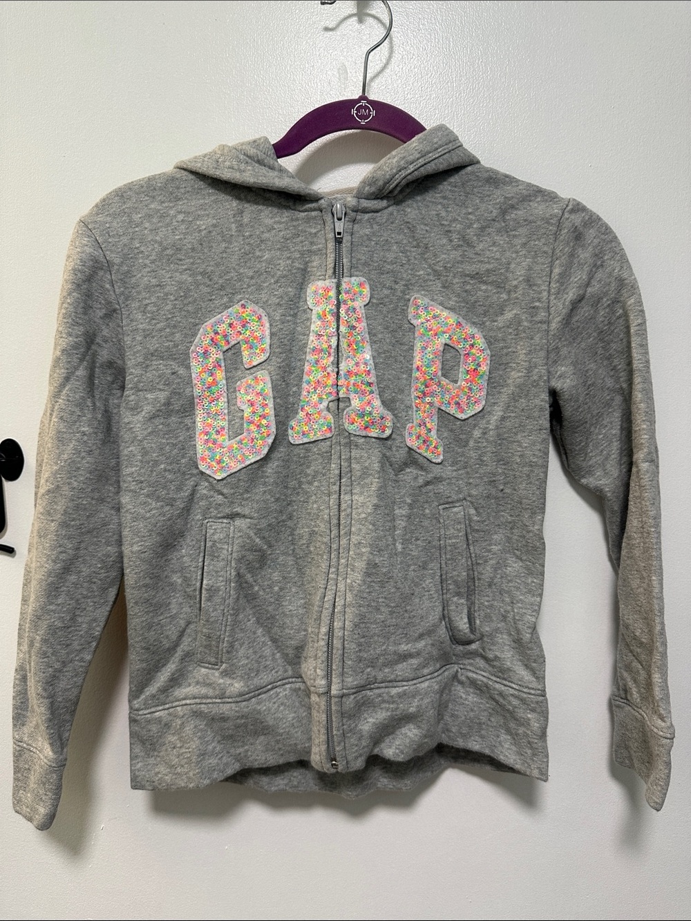 GAP Kids Gray Zip Hoodie with Multicolor  Logo size 12